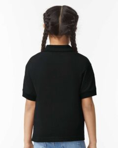 Gildan 8800B Youth DryBlend® Jersey Polo – Black (on model back)