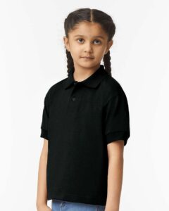 Gildan 8800B Youth DryBlend® Jersey Polo – Black (on model side)