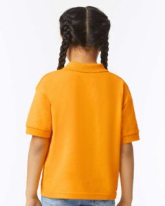Gildan 8800B Youth DryBlend® Jersey Polo – Gold (on model back)