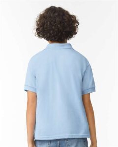 Gildan 8800B Youth DryBlend® Jersey Polo – Light Blue (on model back)