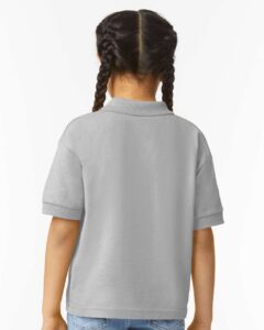 Gildan 8800B Youth DryBlend® Jersey Polo – Sport Grey (on model back)