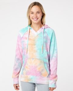 MV Sport W1162 Women’s Courtney Burnout V-Notch Hooded Sweatshirt