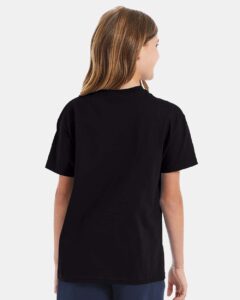 Hanes 5450 Youth Authentic T-Shirt – Black (on model back)