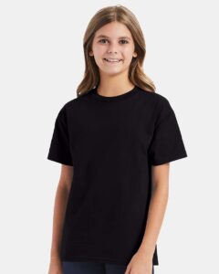 Hanes 5450 Youth Authentic T-Shirt – Black (on model)