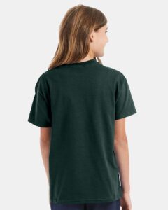 Hanes 5450 Youth Authentic T-Shirt – Deep Forest (on model back)