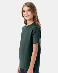 Hanes 5450 Youth Authentic T-Shirt – Deep Forest (on model side)