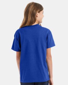 Hanes 5450 Youth Authentic T-Shirt – Deep Royal (on model back)