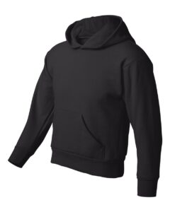Hanes P473 Youth EcoSmart® Hooded Sweatshirt – Black (side)