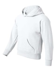 Hanes P473 Youth EcoSmart® Hooded Sweatshirt – White (side)