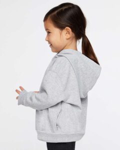Rabbit Skins 3326 Toddler Pullover Fleece Hoodie – Heather (on model side)