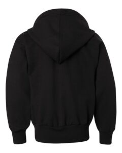 Hanes P480 Youth EcoSmart® Full-Zip Hooded Sweatshirt – Black (back)
