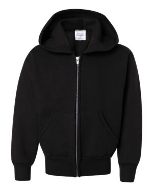 Hanes P480 Youth EcoSmart® Full-Zip Hooded Sweatshirt – Black
