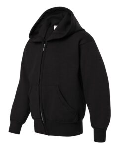 Hanes P480 Youth EcoSmart® Full-Zip Hooded Sweatshirt – Black (side)