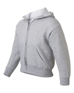 Hanes P480 Youth EcoSmart® Full-Zip Hooded Sweatshirt – Light Steel (side)