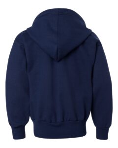 Hanes P480 Youth EcoSmart® Full-Zip Hooded Sweatshirt – Navy (back)