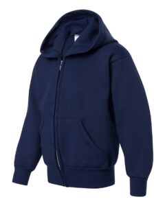 Hanes P480 Youth EcoSmart® Full-Zip Hooded Sweatshirt – Navy (side)