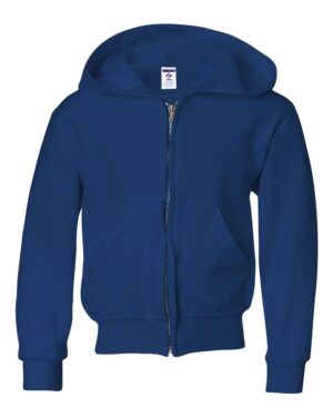 JERZEES 993BR Youth NuBlend® Full-Zip Hooded Sweatshirt – Royal