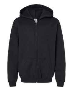Gildan 18600B Youth Heavy Blend™ Full-Zip Hooded Sweatshirt – Black