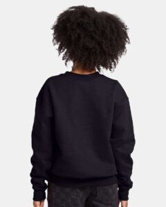 Hanes P360 Youth EcoSmart® Crewneck Sweatshirt – Black (on model back)