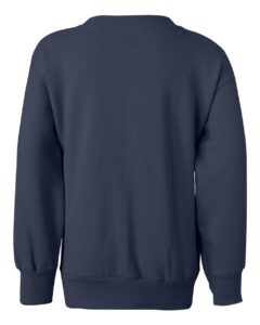 Hanes P360 Youth EcoSmart® Crewneck Sweatshirt – Navy (back)