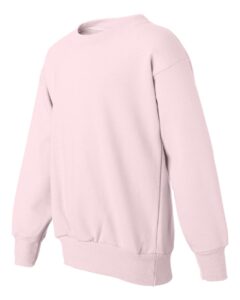 Hanes P360 Youth EcoSmart® Crewneck Sweatshirt – Pale Pink (side)