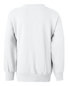 Hanes P360 Youth EcoSmart® Crewneck Sweatshirt – White (back)