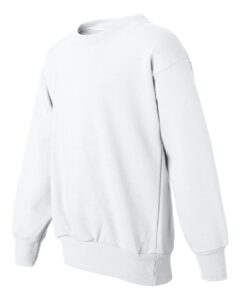 Hanes P360 Youth EcoSmart® Crewneck Sweatshirt – White (side)