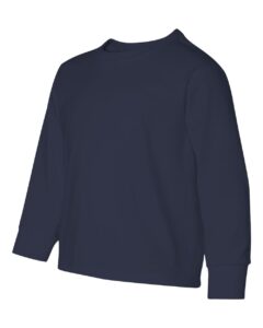 JERZEES 29BLR Youth Dri-Power® Long Sleeve 50/50 T-Shirt – J. Navy (side)