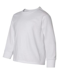 JERZEES 29BLR Youth Dri-Power® Long Sleeve 50/50 T-Shirt – White (side)