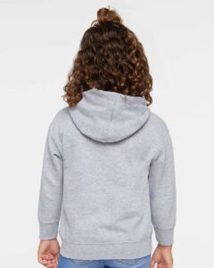 Rabbit Skins 3346 Toddler Full-Zip Fleece Hoodie Sweatshirt – Heather (on model back)