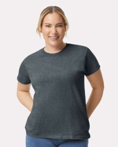 Gildan 2000L Women’s Ultra Cotton® T-Shirt – Dark Heather (on model)