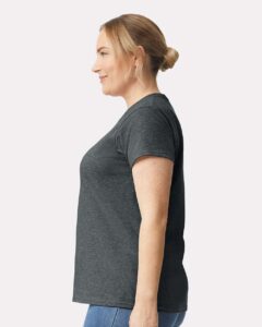 Gildan 2000L Women’s Ultra Cotton® T-Shirt – Dark Heather (on model side)