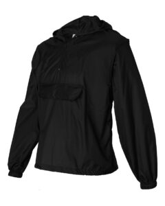Augusta Sportswear 3130 Unisex Packable Half-Zip Hooded Pullover Jacket – Black (side)