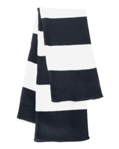 Sportsman SP02 Rugby-Striped Knit Scarf – Navy/ White (back)