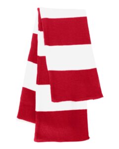 Sportsman SP02 Rugby-Striped Knit Scarf – Red/ White (back)