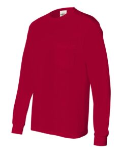 Hanes 5596 Unisex Authentic Long Sleeve Pocket T-Shirt – Deep Red (side)