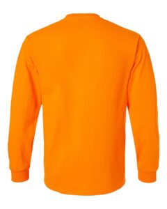 Gildan 2410 Unisex Ultra Cotton® Long Sleeve Pocket T-Shirt – Safety Orange (back)