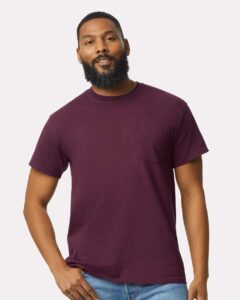 Gildan 2300 Unisex Ultra Cotton® Pocket T-Shirt – Maroon (on model)