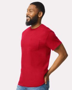 Gildan 2300 Unisex Ultra Cotton® Pocket T-Shirt – Red (on model side)