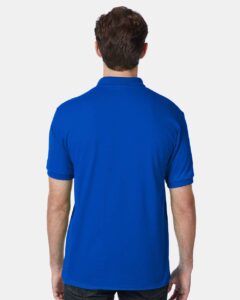 Hanes 054X Unisex EcoSmart® Jersey Polo – Deep Royal (on model back)