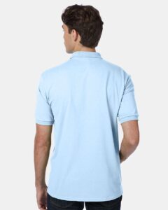 Hanes 054X Unisex EcoSmart® Jersey Polo – Light Blue (on model back)