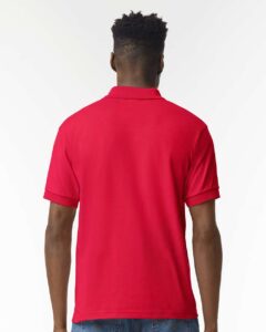 Gildan 8800 Unisex DryBlend® Polo – Red (on model back)