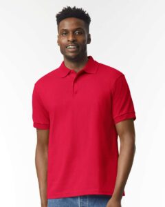 Gildan 8800 Unisex DryBlend® Polo – Red (on model)