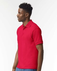 Gildan 8800 Unisex DryBlend® Polo – Red (on model side)
