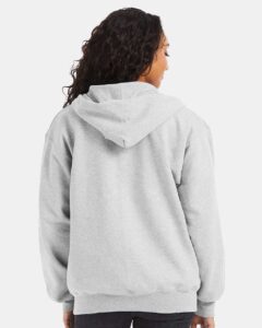 Hanes F280 Unisex Ultimate Cotton® Full-Zip Hooded Sweatshirt – Ash (on model back)
