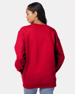 Hanes F260 Unisex Ultimate Cotton® Crewneck Sweatshirt – Deep Red (on model back)