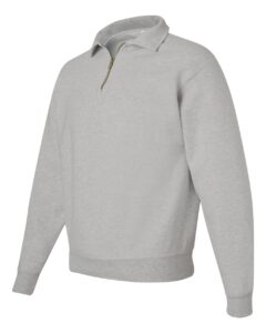 JERZEES 4528MR Unisex Super Sweats NuBlend® Quarter-Zip Cadet Collar Sweatshirt – Oxford (side)