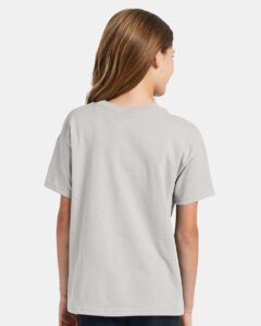 Hanes 5370 Youth EcoSmart® T-Shirt – Ash (on model back)