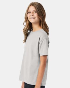 Hanes 5370 Youth EcoSmart® T-Shirt – Ash (on model side)