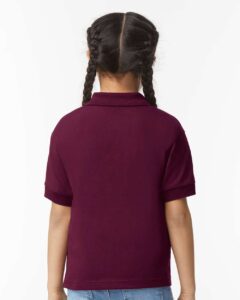 Gildan 8800B Youth DryBlend® Jersey Polo – Maroon (on model back)